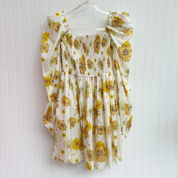 The Vampire’s Wife Frill Killer Mini Dress Yellow White Liberty Print Cotton Med - Picture 6 of 13